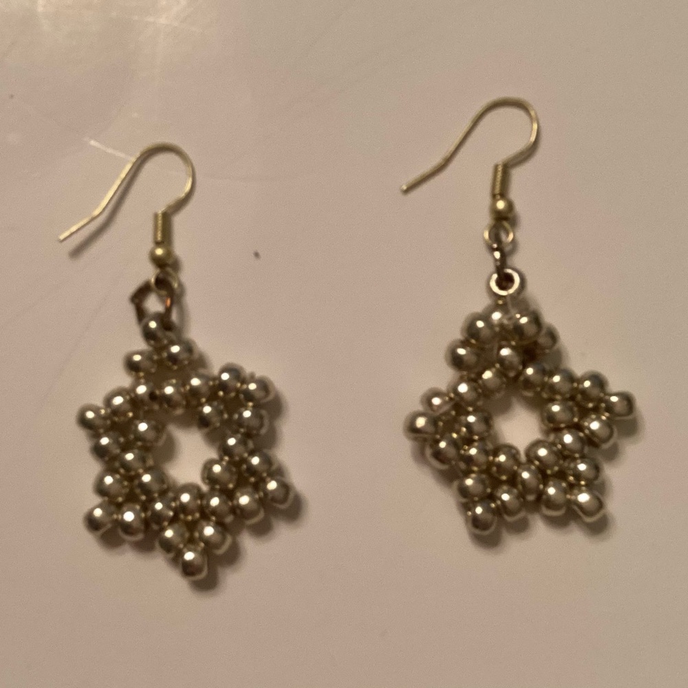 Elegant Silver Beaded Earrings